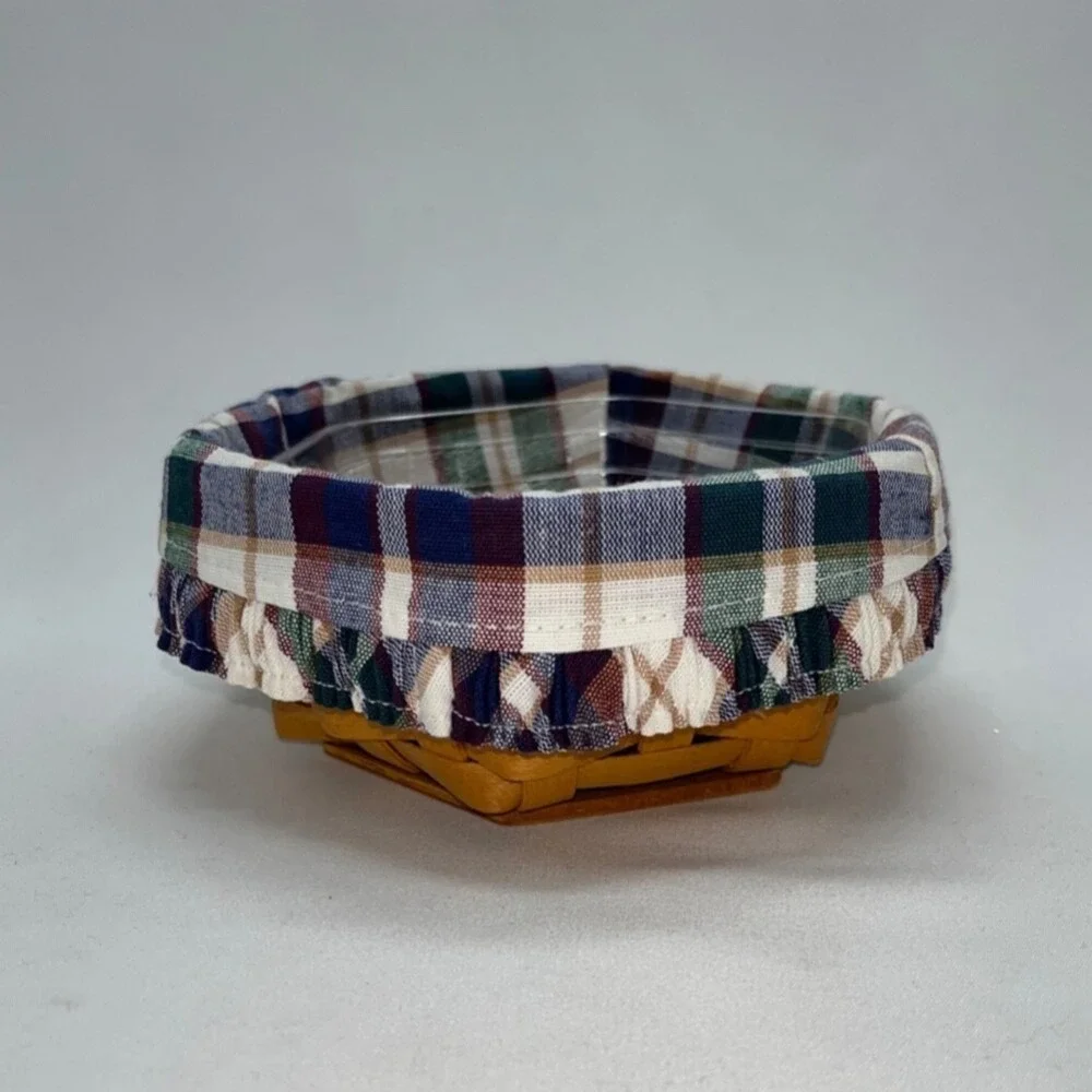 Longaberger 2001 Hostess Sage Booking Basket W/Plaid Liner &  Protector